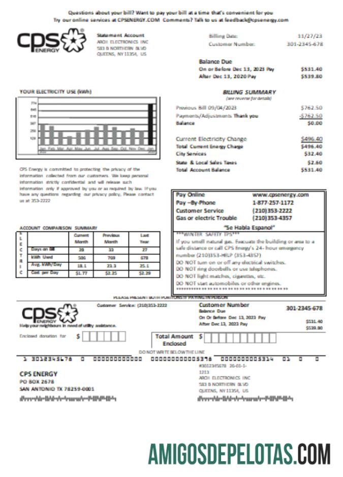 Projeto de lei comercial de serviços públicos de energia CPS, SCR exemplo